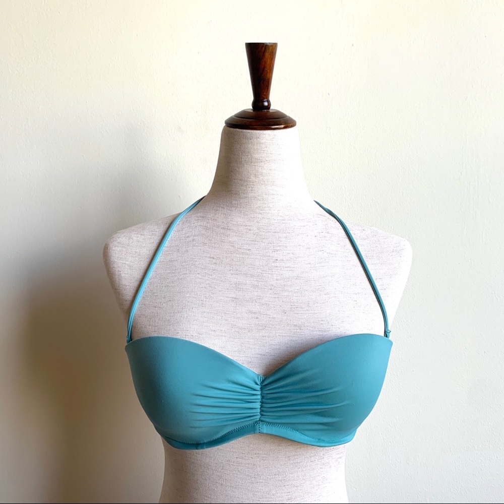 VICTORIA’S SECRET Aqua blue halter bikini & bottom 36B top Medium bottoms Molded - Picture 3 of 9